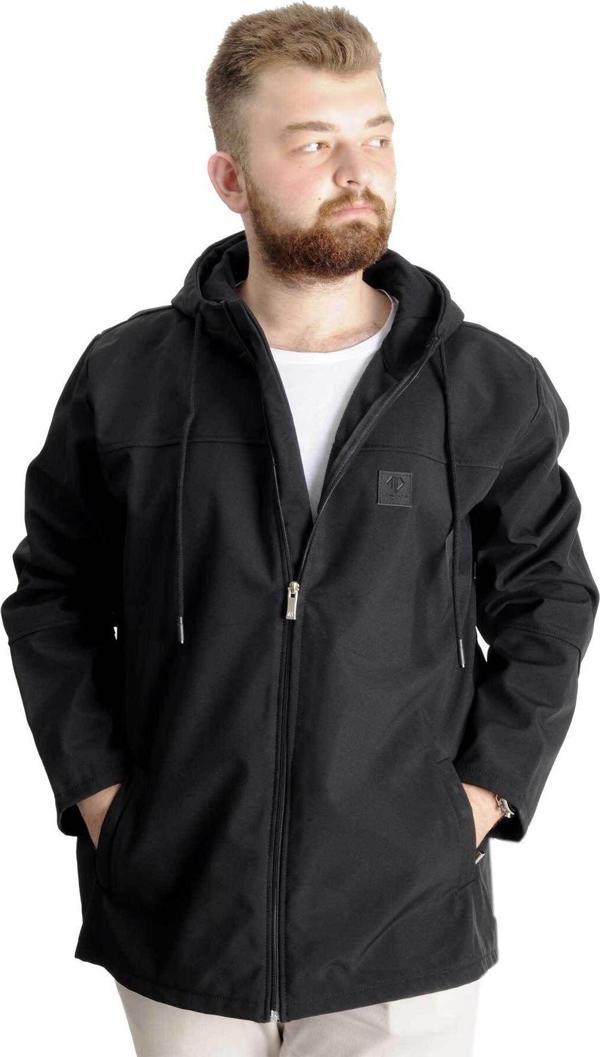 Modexl Erkek Softshell Parcalı Kapsonlu Mont 21235 Siyah - Image 1