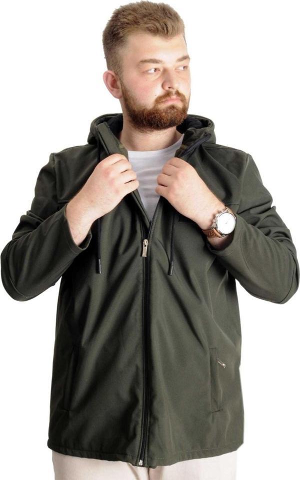 Modexl Büyük Beden Erkek Kapüşonlu Mont Waterproof Softshell 21235 Haki - Image 1