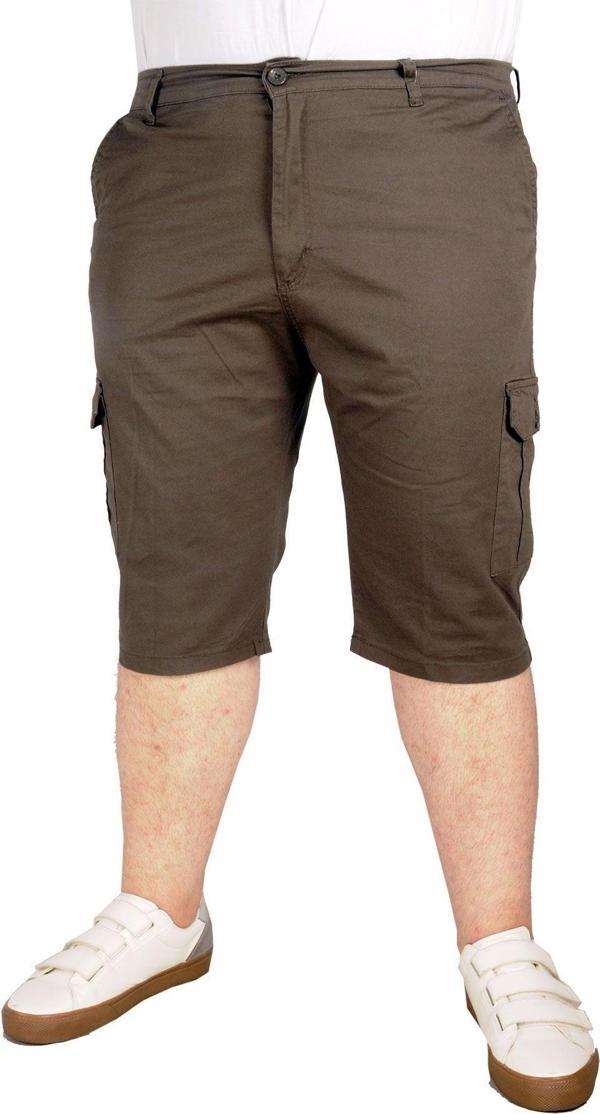 Modexl Büyük Beden Erkek Kapri Klasik 21401 Haki - Image 1