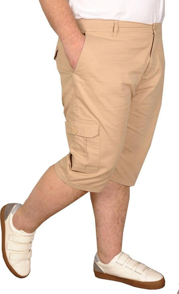 Modexl Büyük Beden Erkek Kapri Klasik 21401 Bej - Image 1