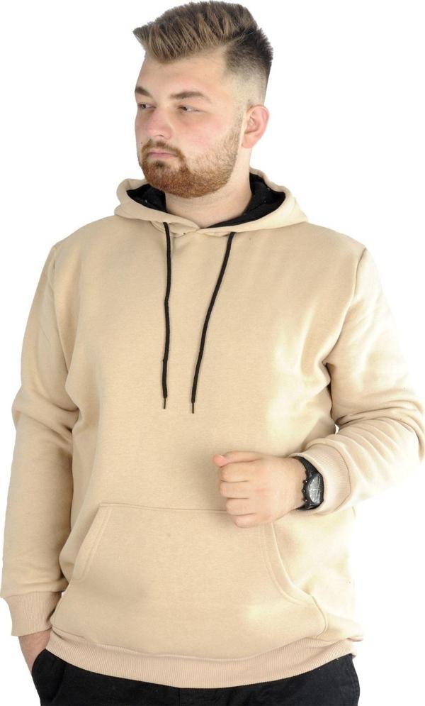 Modexl Erkek Sweatshirt Kapşonlu Pocket Basic 20562 Bej - Image 1