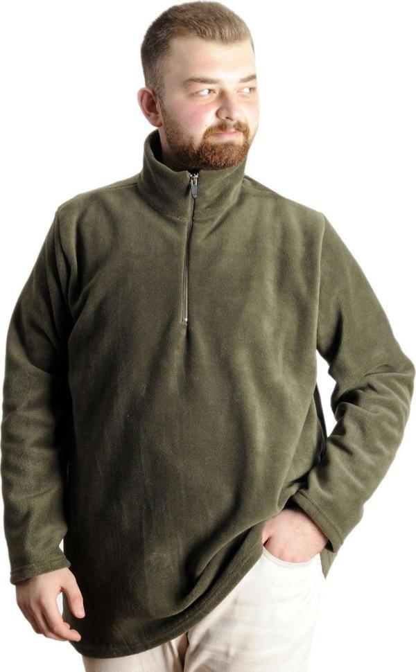 Modexl Erkek Sweat Polo Yaka Yarım Fermuarlı Polar 22548 Haki - Image 1