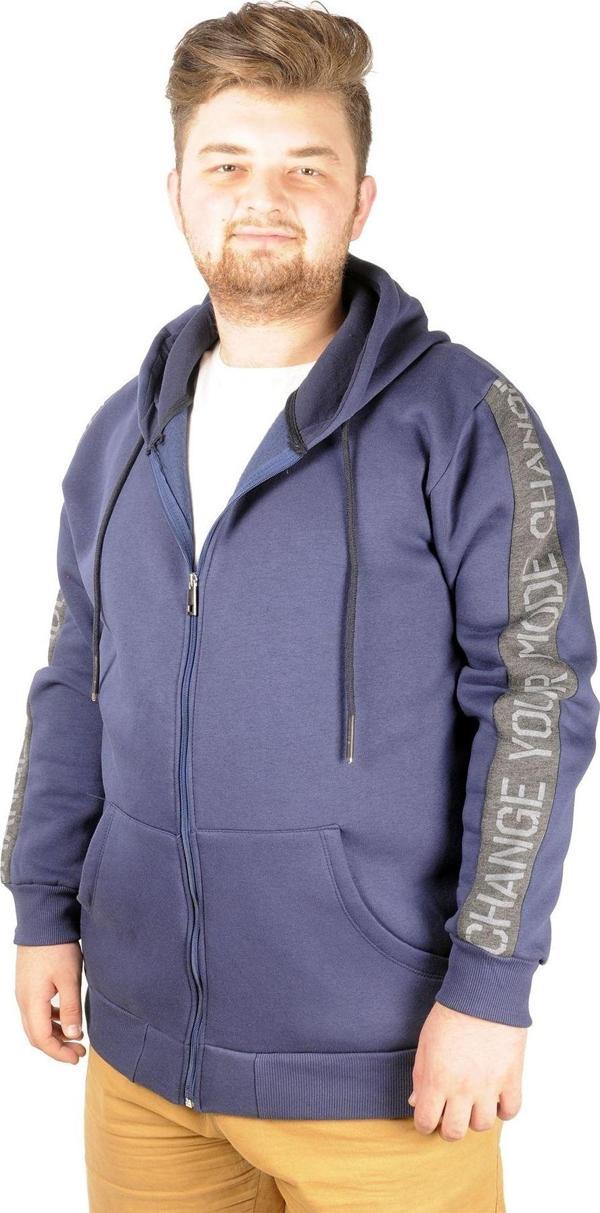 Modexl Erkek Sweat Kapşonlu Pieced Arm 21515 Indigo - Image 1