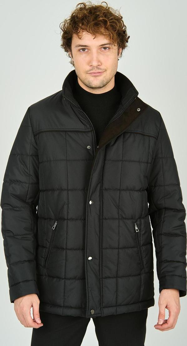 Daynax Erkek İçi Kürklü Dik Yaka Fermuar ve Çıtçıt Kapamalı Mont Kaban 4000 Siyah - Image 1