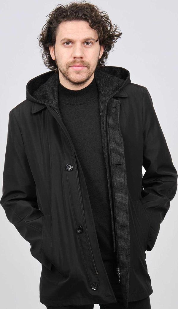 Lucas Erkek Fermuar Cepli Kapüşonlu Mont 2650060 Siyah - Image 1