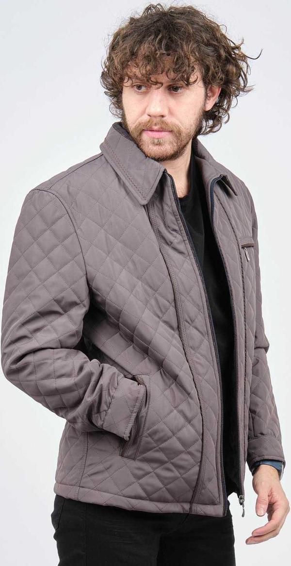 Lucas Erkek Yakalı Klasik Kapitone Mont 2650724 Koyu Gri - Image 1