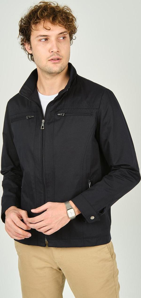 Daynax Erkek Hakim Yaka Fermuarlı Cep Detaylı Mevsimlik Spor Mont 4600 Lacivert - Image 1