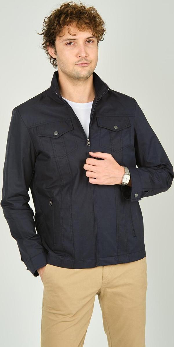 Daynax Erkek Hakim Yaka Cep Detaylı Fermuarlı Mevsimlik Spor Mont 4700 Lacivert - Image 1