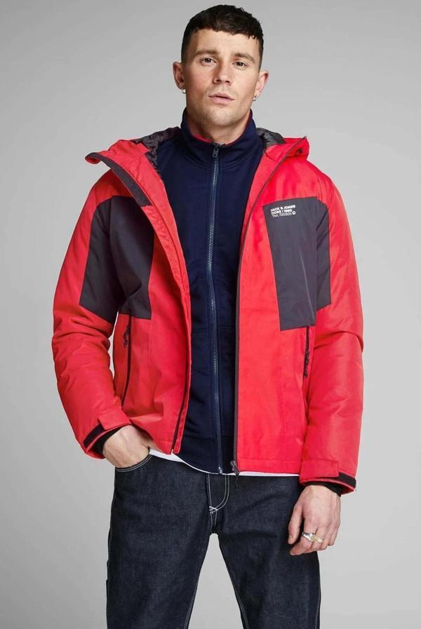 Jack&Jones Erkek Jcobest Kapüşonlu Softshell Ceket Mont 12140297 Kırmızı - Image 1