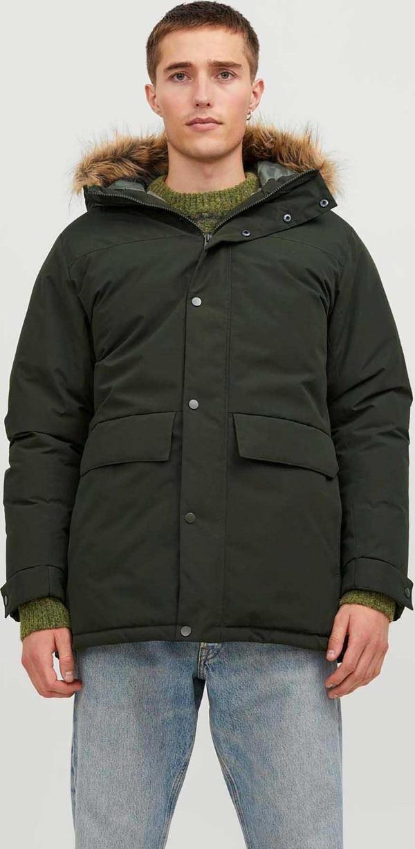 Jack&Jones Erkek Jjchamp Kapüşonlu Uzun Mont 12236096 Koyu Yeşil - Image 1