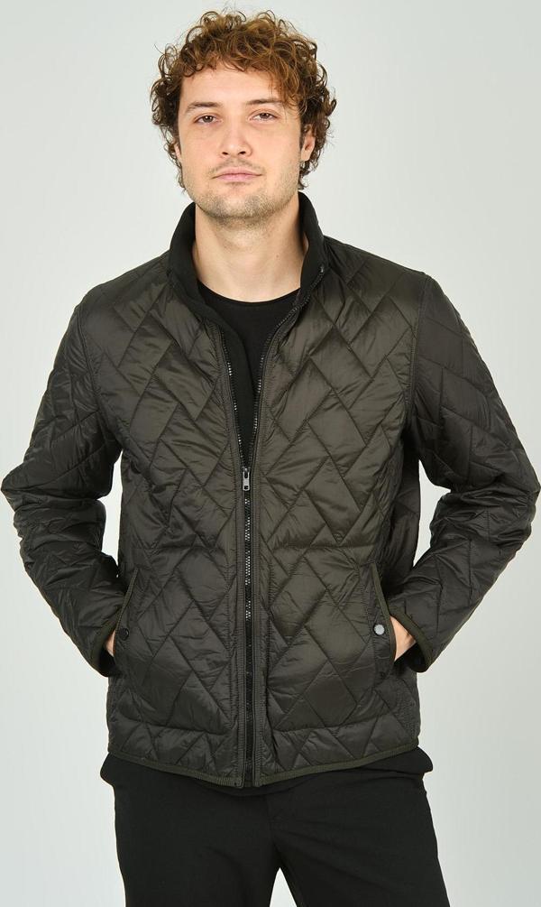 Allegro Erkek Dik Yaka Fermuarlı Cep Detaylı Kapitone Mont 4355 Haki - Image 1