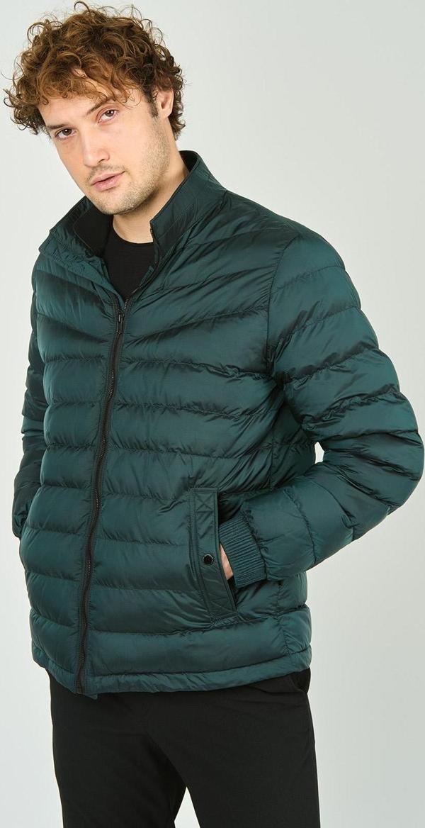 Allegro Erkek Hakim Yaka Fermuar Kapamalı Cep Detaylı Kapitone Şişme Mont 7360 Petrol - Image 1