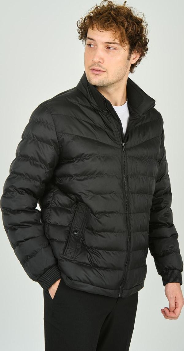 Allegro Erkek Hakim Yaka Fermuar Kapamalı Cep Detaylı Kapitone Şişme Mont 7360 Siyah - Image 1