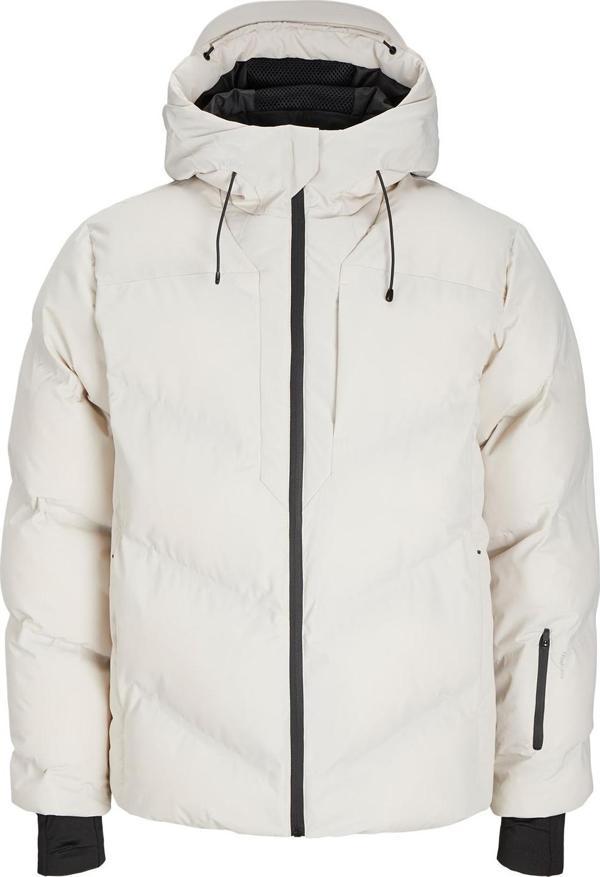 Jack&Jones Erkek Jcoslay Kapüşonlu Rüzgar Geçirmez Kapitone Mont 12260482 Taş - Image 1