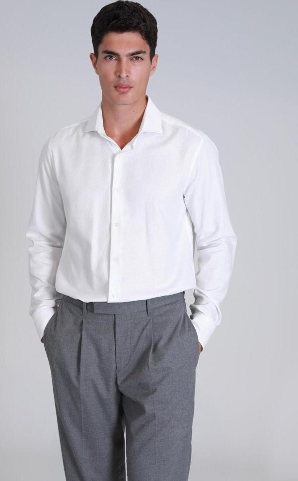 Lufian Erkek Wonder Comfort Fit Basic Gömlek 112010639 Beyaz - Image 1