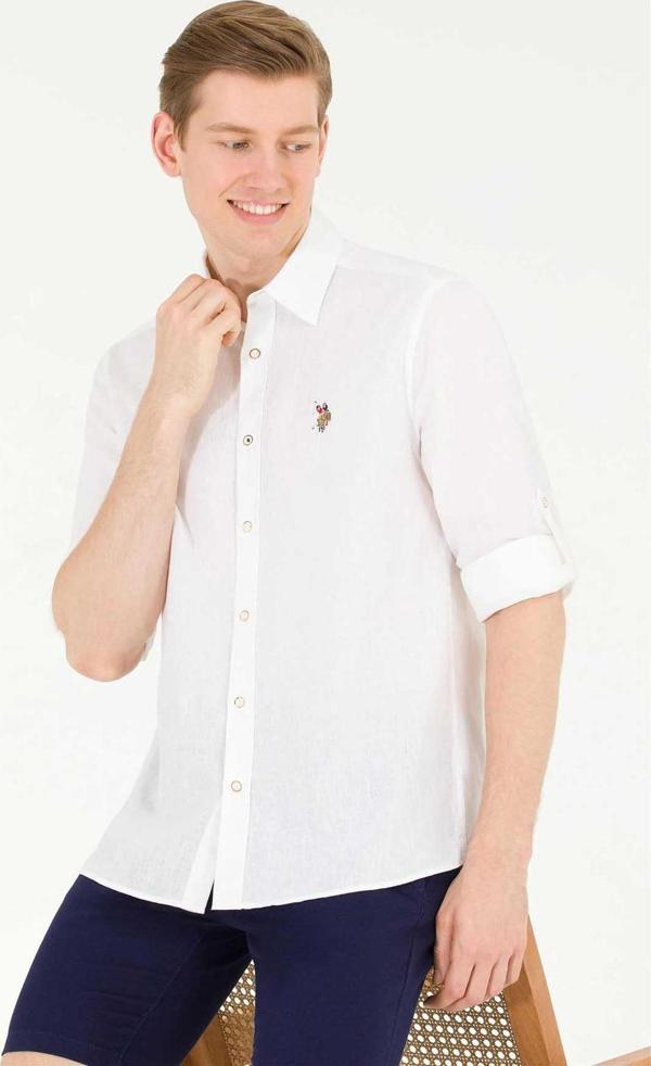 U.S. Polo Assn. Erkek Comfort Fit Düğmeli Yaka Gömlek 1570537 Beyaz - Image 1