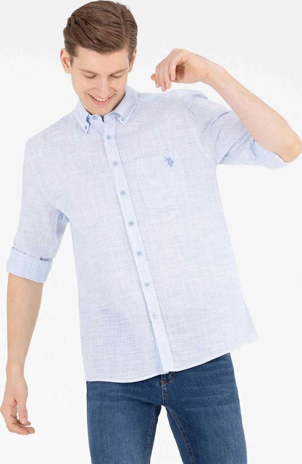 U.S. Polo Assn. Erkek Regular Fit %100 Pamuk Gömlek 1575234 Mavi - Image 1