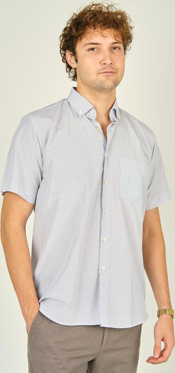 Mugi Erkek Tek Cepli Yaka Düğmeli Kısa Kollu Pamuklu Gömlek 3003 Bej - Image 1