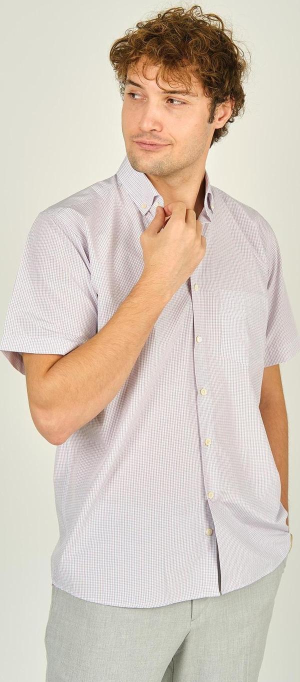 Mugi Erkek Tek Cepli Yaka Düğmeli Kısa Kollu Pamuklu Gömlek 3003 Kırmızı - Image 1