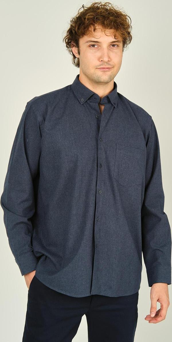 Mugi Erkek Uzun Kollu Tek Cepli %100 Pamuk Gömlek 4100 Indigo - Image 1