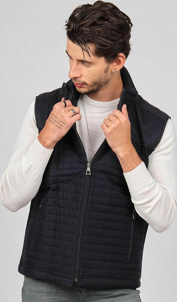 Daynax Erkek İçi Kürklü Cep Detaylı Yelek 492914 Lacivert - Image 1