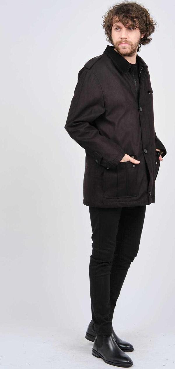 By Serco Erkek Yakalı Klasik Kaban 0620814 Siyah - Image 1