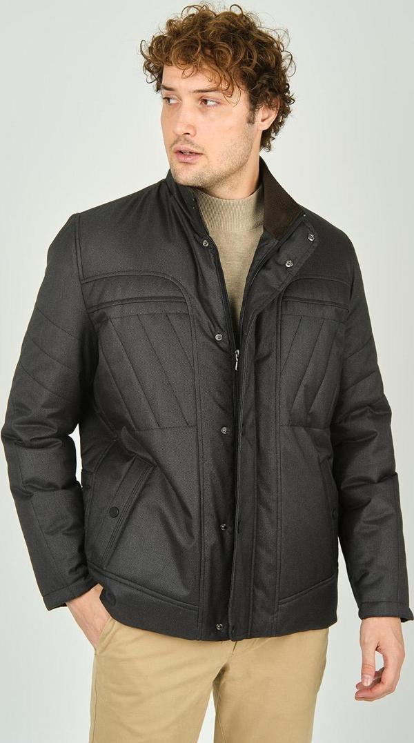 Lucas Erkek Hakim Yaka Fermuar ve Çıtçıt Kapamalı Kaban 4784 Haki - Image 1