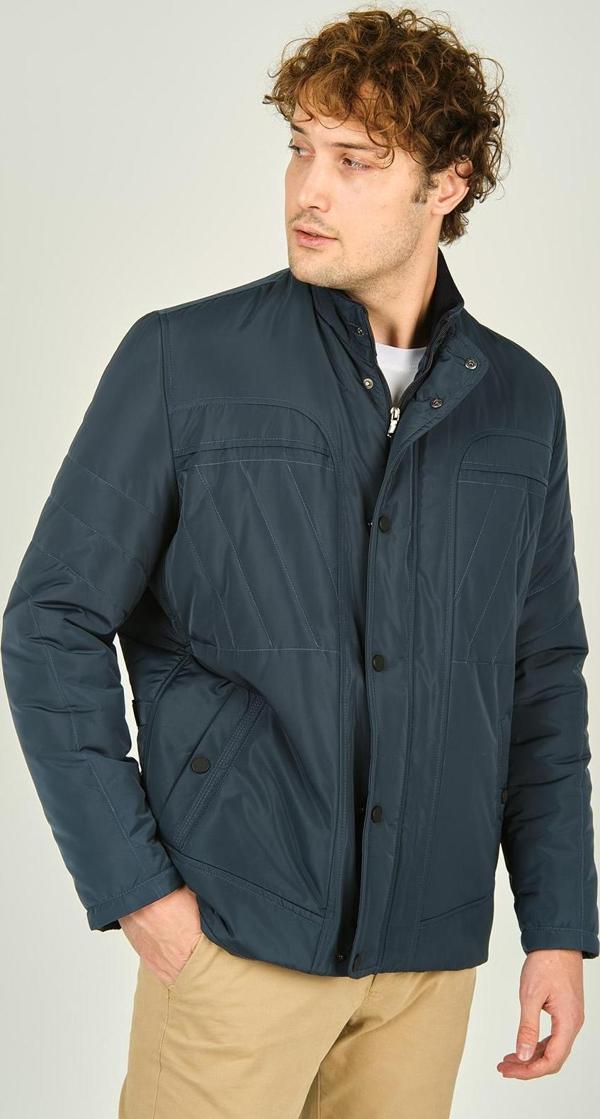 Lucas Erkek Fermuar ve Çıtçıt Kapamalı Hakim Yaka Kaban 4785 Açık Lacivert - Image 1