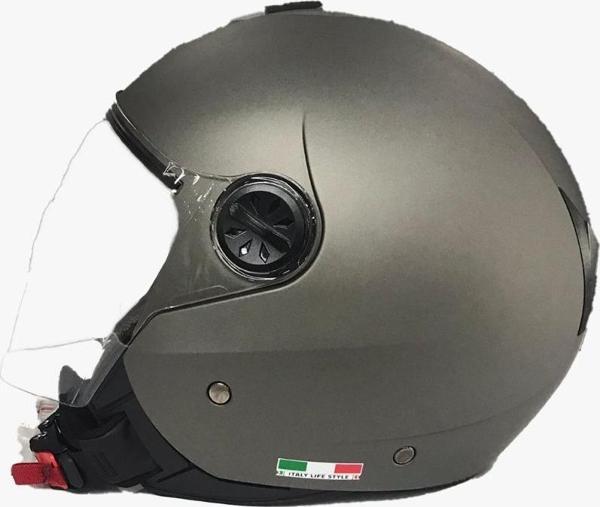 Sway 715 Solid Şeffaf Vizörlü Yarım Motosiklet Scooter Kaskı XL Beden Matt Titanium - Image 1