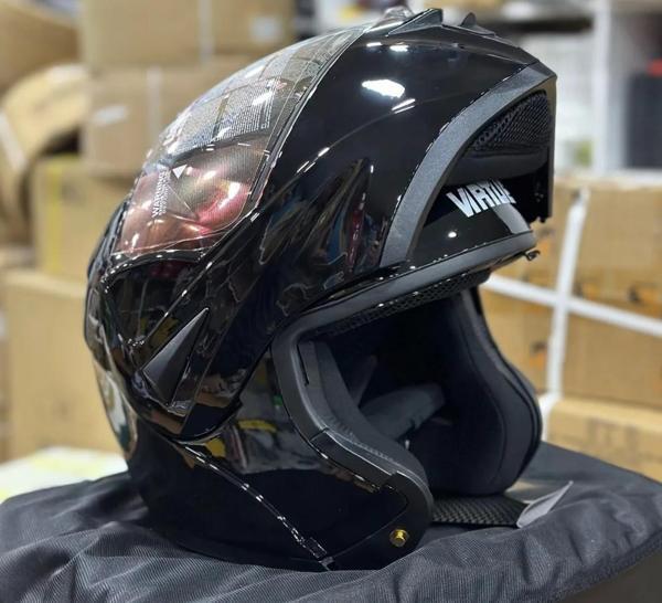 VRT MB808 Full Face Çene Açılır Güneş Vizörlü Motosiklet Kaskı M Beden Siyah  - Image 1