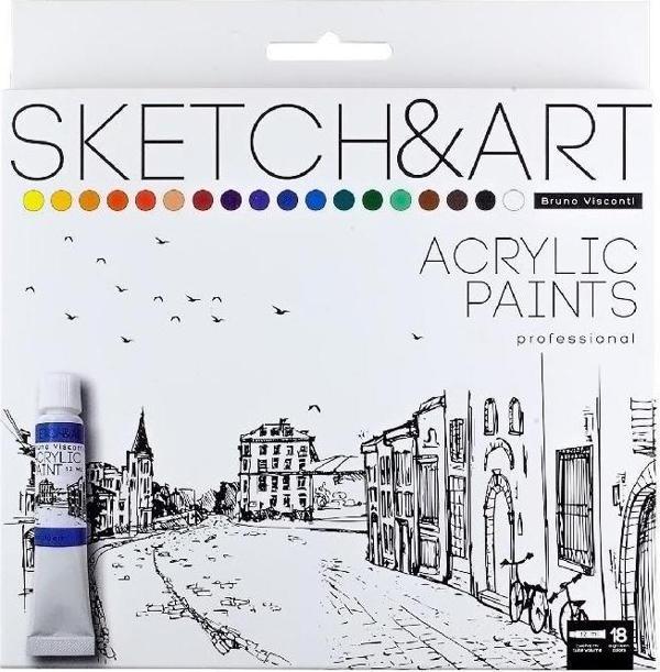 Bruno Visconti Sketch&Art Akrilik Boya Seti 18x12ml No:70-0014 - Image 1