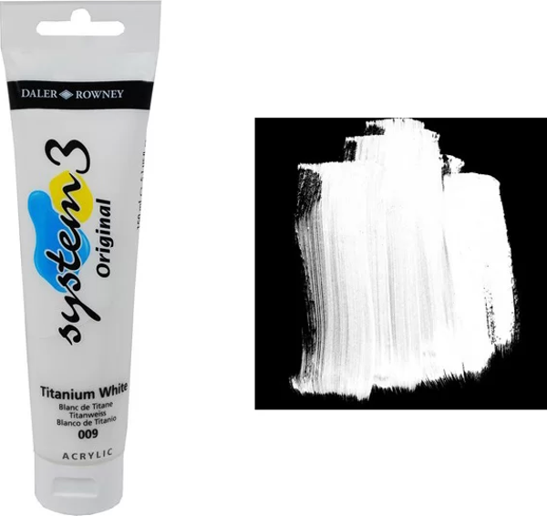 Daler Rowney System 3 Akrilik Boya 150ml 009 Titanium White - Image 1