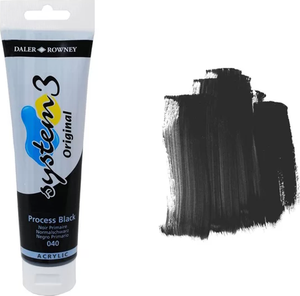Daler Rowney System 3 Akrilik Boya 150ml 040 Process Black - Image 1