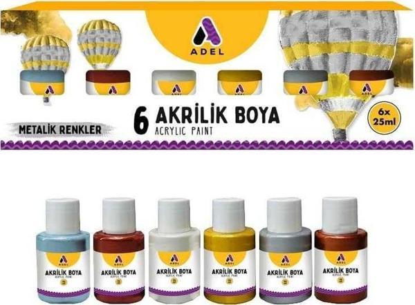 Adel Akrilik Boya Metalik 6x25 ml - Image 1