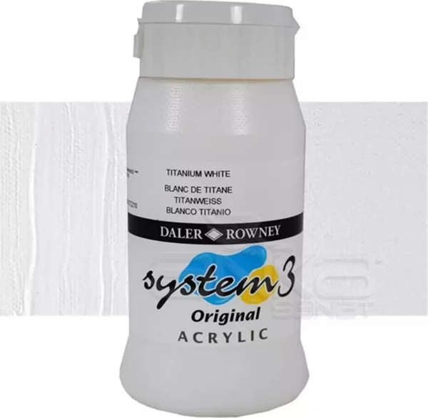 Daler Rowney System 3 Akrilik Boya 500ml 009 Titanium White - Image 1