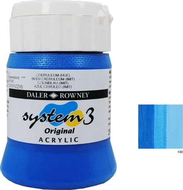 Daler Rowney System 3 Akrilik Boya 500ml 100 Fluorescent Blue - Image 1