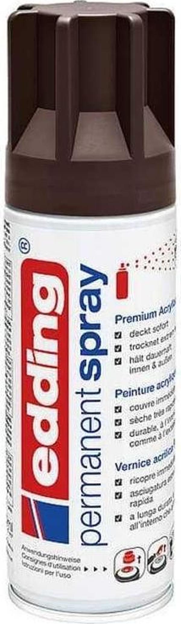 Edding 5200 Permanent Sprey Premium Akrilik Boya Çikolata Mat Ral 8017 - Image 1