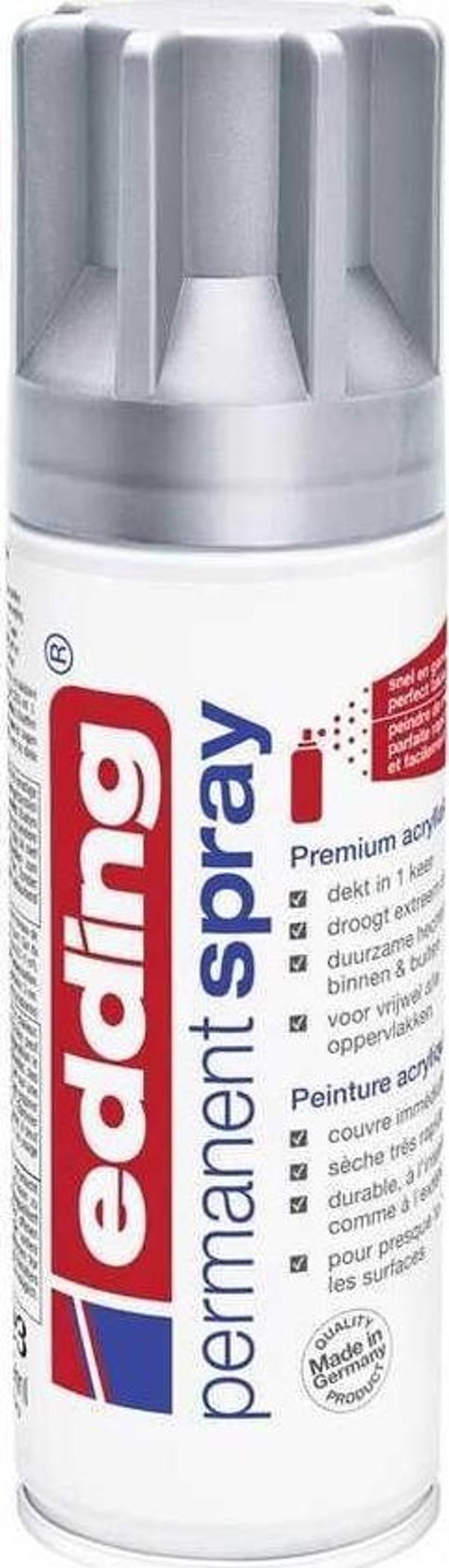 Edding 5200 Permanent Sprey Premium Akrilik Boya Gümüş Mat - Image 1