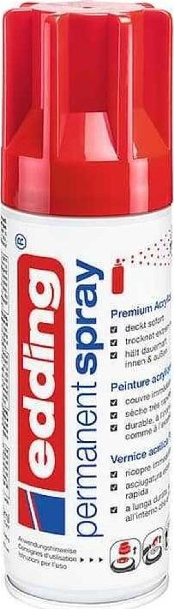 Edding 5200 Permanent Sprey Premium Akrilik Boya Trafik Kırmızı - Image 1