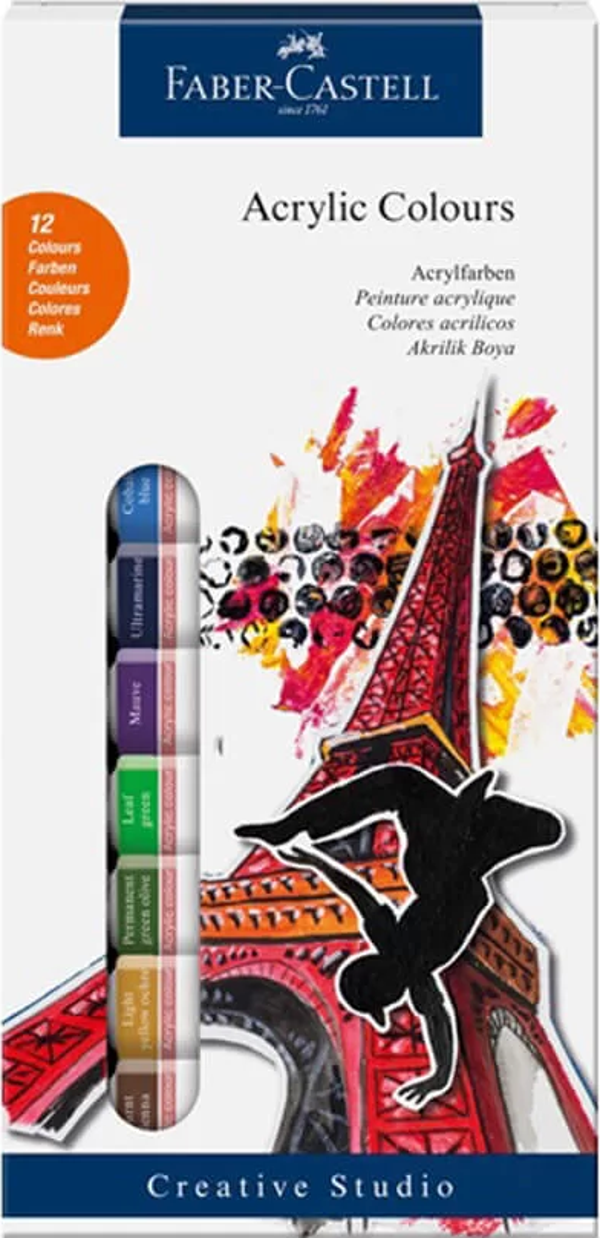 Faber Castell Akrilik Tüp Boya 12 Renk 169501 - Image 1