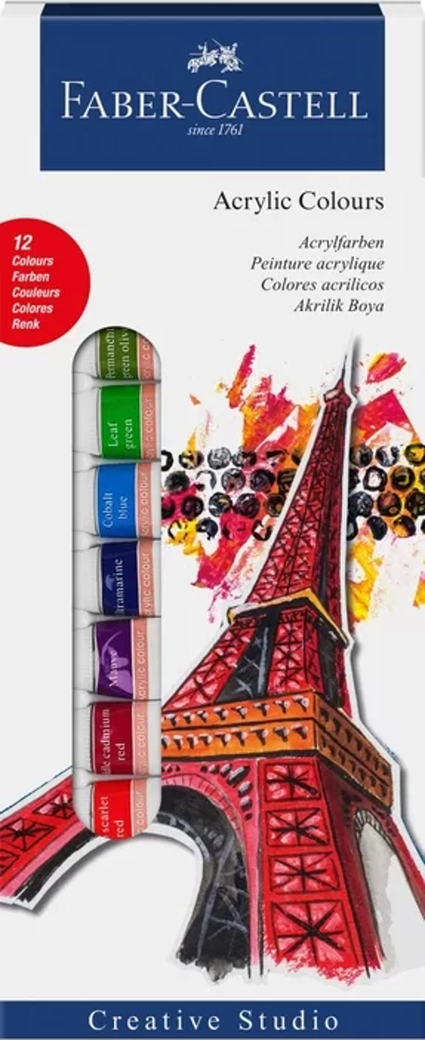 FABER-CASTELL AKRİLİK BOYA 12 RENKx12ml TÜP (169501) - Image 1