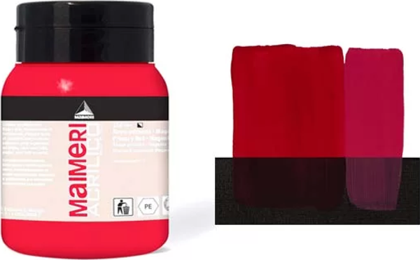 Maimeri Acrilico Akrilik Boya 500ml No:256 Primary Red - Magenta - Image 1