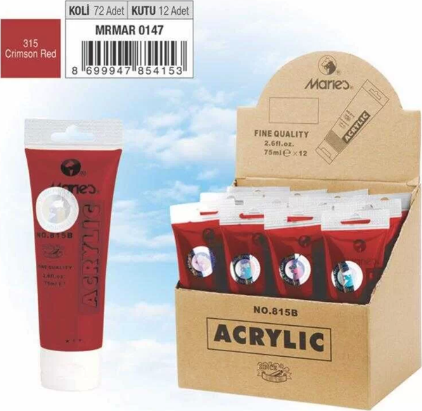 Maries Akrilik Boya 75 ml Crimson Red 315 - Image 1