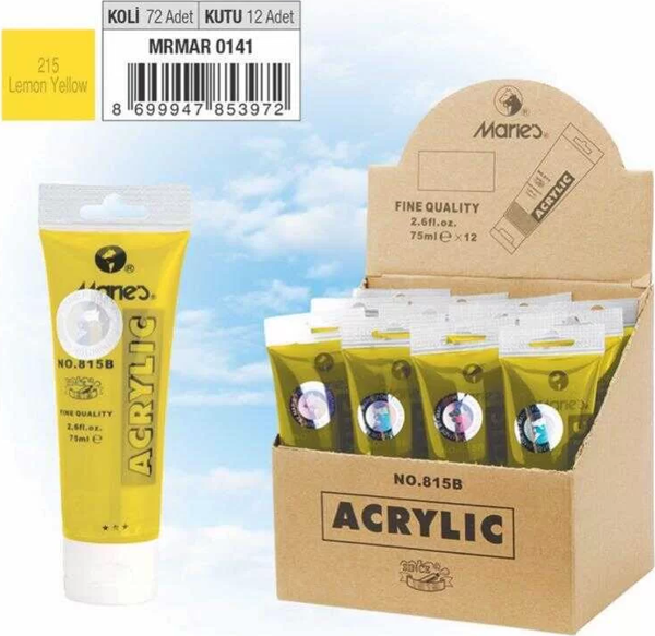 Maries Akrilik Boya 75ml Lemon Yellow - Image 1