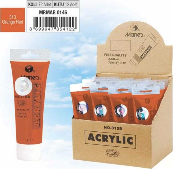 Maries Akrilik Boya 75ml Orange Red - Image 1