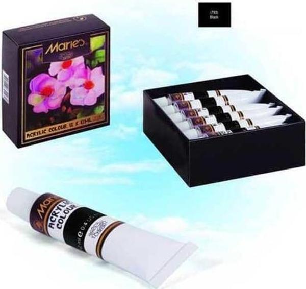 Maries Akrilik Boya Tek Renk 12 ml 793 Siyah - Image 1