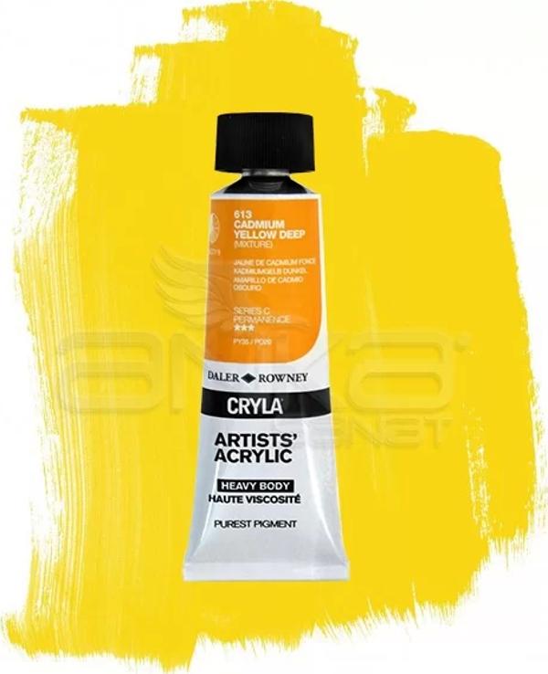 Daler Rowney Cryla Artist Akrilik Boya 75ml 613 Cadmium Yellow Deep Seri C - Image 1