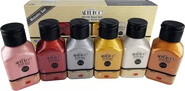 ARTDECO 70I-AS3 AKRİLİK BOYA METALİK RENKLER SETİ 6x75ml - Image 1