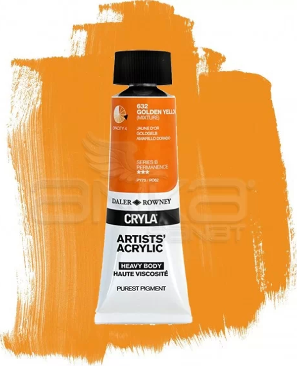 Daler Rowney Cryla Artist Akrilik Boya 75ml 632 Golden Yellow Seri B - Image 1