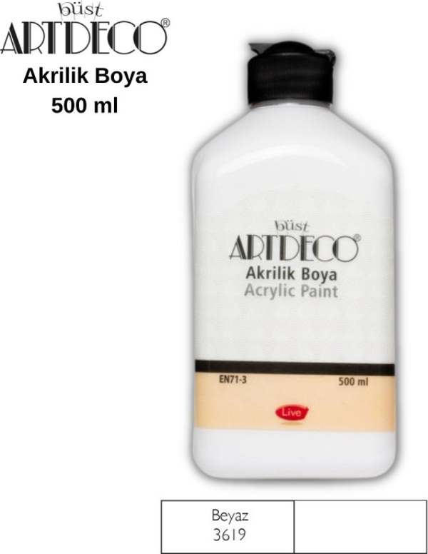 ARTDECO 70L AKRİLİK BOYA 3619 BEYAZ 500ml - Image 1